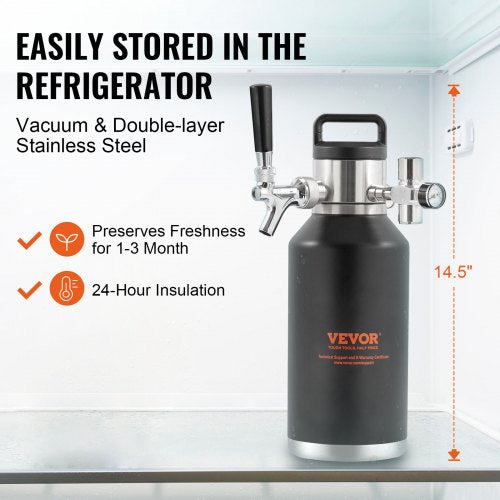 Beer Growler Tap System 64Oz 189L Mini Keg 304 Stainless Steel