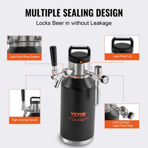 Beer Growler Tap System 64Oz 189L Mini Keg 304 Stainless Steel