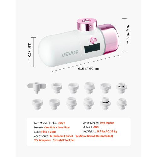 Skincare Water Filter Faucet Mount Water Filters with Micronano Bubble for Skin