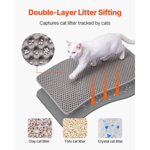 Cat Litter Mat 24 x 15 in DoubleLayer Litter Box Mat NonSlip