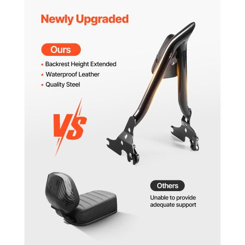 Motorcycle Backrest Sissy Bar Compatible with HarleyDavidson Touring
