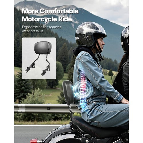 Detachable Motorcycle Passenger Backrest Compatible with HarleyDavidson