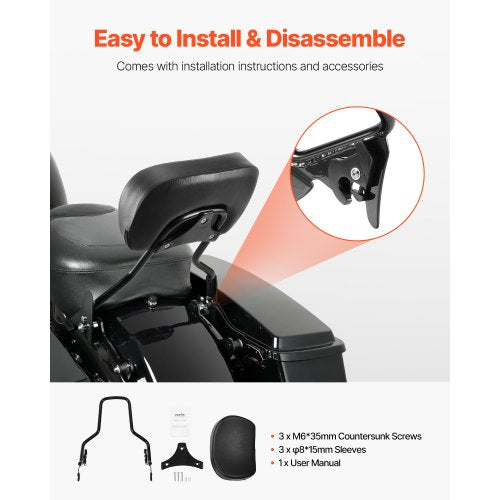 Detachable Motorcycle Passenger Backrest Compatible with HarleyDavidson