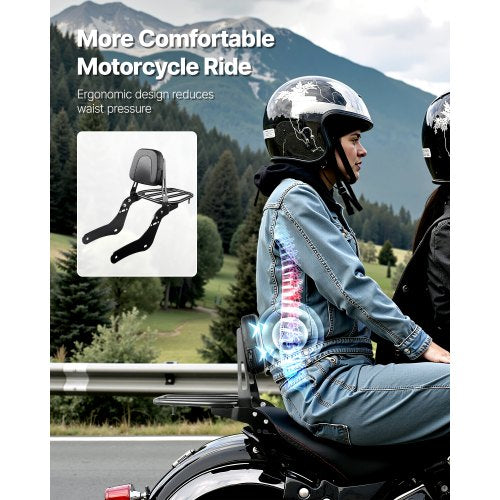 Motorcycle Backrest Sissy Bar with Luggage Rack Compatible with Honda Rebel