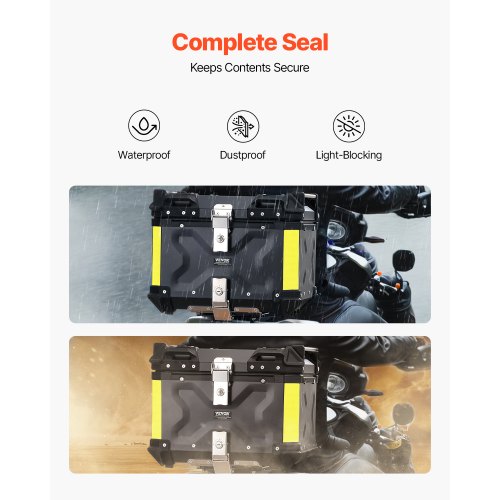 Motorcycle Top Case Universal Aluminum Alloy Motorbike Tail Box with Leather