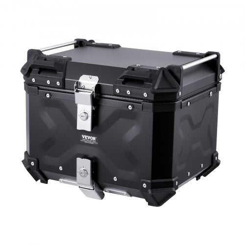 Motorcycle Top Case Universal Aluminum Alloy Motorbike Tail Box with Leather