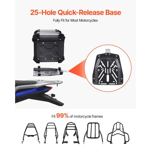 Motorcycle Top Case Universal Aluminum Alloy Motorbike Tail Box with Leather