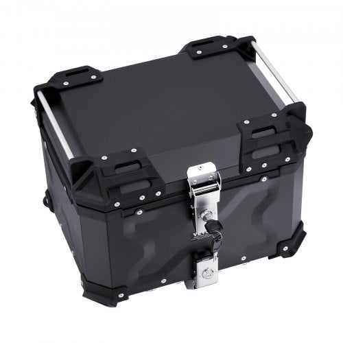 Motorcycle Top Case Universal Aluminum Alloy Motorbike Tail Box with Leather
