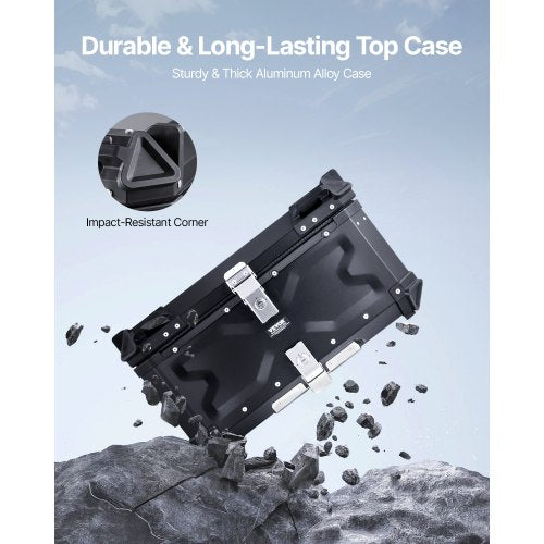 Motorcycle Top Case Universal Aluminum Alloy Motorbike Tail Box with Leather