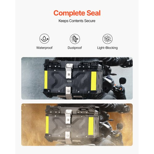 Motorcycle Top Case Universal Aluminum Alloy Motorbike Tail Box with Leather