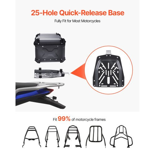Motorcycle Top Case Universal Aluminum Alloy Motorbike Tail Box with Leather