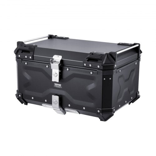 Motorcycle Top Case Universal Aluminum Alloy Motorbike Tail Box with Leather
