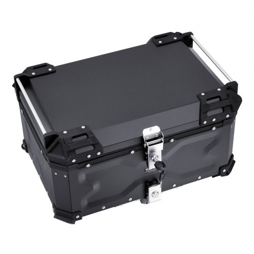 Motorcycle Top Case Universal Aluminum Alloy Motorbike Tail Box with Leather