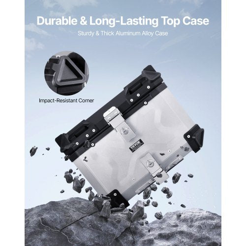 Motorcycle Top Case Universal Aluminum Alloy Motorbike Tail Box with Leather