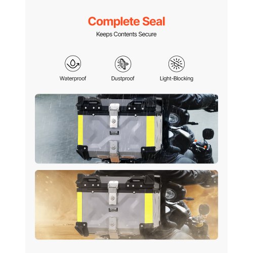 Motorcycle Top Case Universal Aluminum Alloy Motorbike Tail Box with Leather