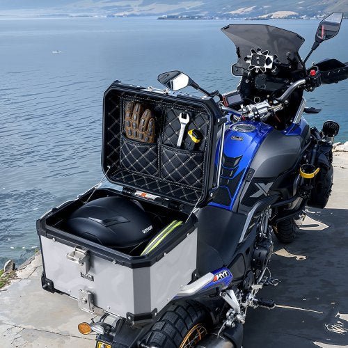 Motorcycle Top Case Universal Aluminum Alloy Motorbike Tail Box with Leather