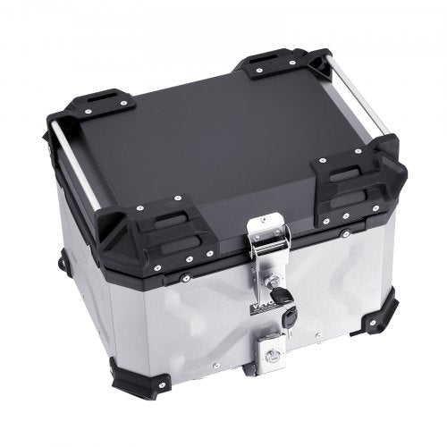Motorcycle Top Case Universal Aluminum Alloy Motorbike Tail Box with Leather