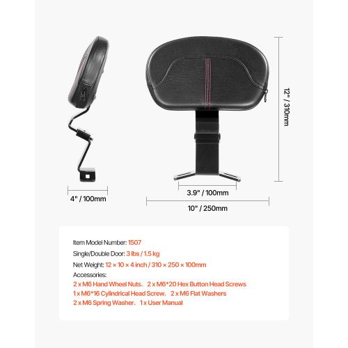 Motorcycle Backrest Sissy Bar Compatible with HarleyDavidson Touring