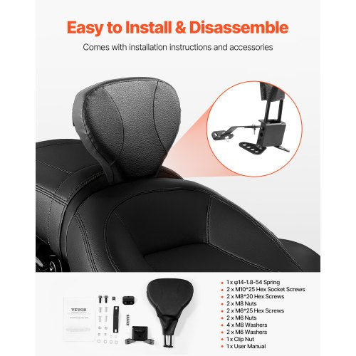 Adjustable Motorcycle Backrest Sissy Bar Fit Harley Touring Models