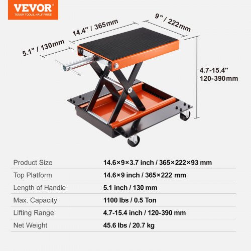 Motorcycle Lift 1100 LBS Motorcycle Lift ATV Scissor Lift Jack with Dolly
