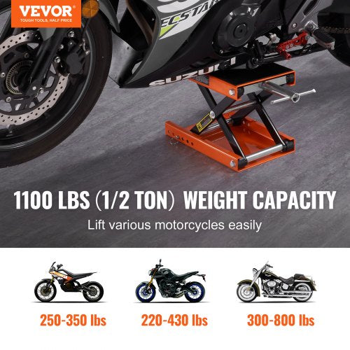 Motorcycle Lift 1100 LBS Motorcycle Scissor Lift Jack with Wide Deck