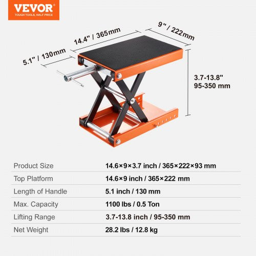 Motorcycle Lift 1100 LBS Motorcycle Scissor Lift Jack with Wide Deck