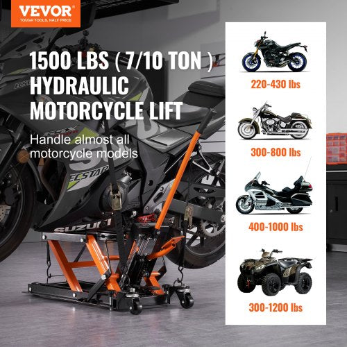 Steel Hydraulic Motorcycle Jack Stand 1500 LBS ATV Scissor Lift Jack
