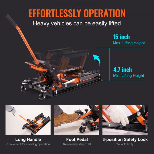 Steel Hydraulic Motorcycle Jack Stand 1500 LBS ATV Scissor Lift Jack