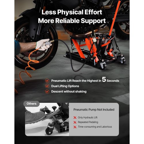Motorcycle Lift 1500lbs Weight Capacity Hydraulic Pneumatic Motorcycle