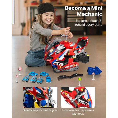 Motorcycle Engine Toy 25 Pieces Motorcycle Mechanic Toy with Removable