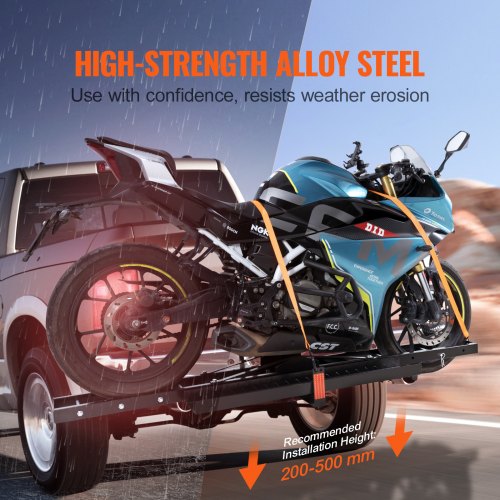 Motorcycle Carrier 600 LBS Steel Motorcycle Carrier Hitch Mount with Loading