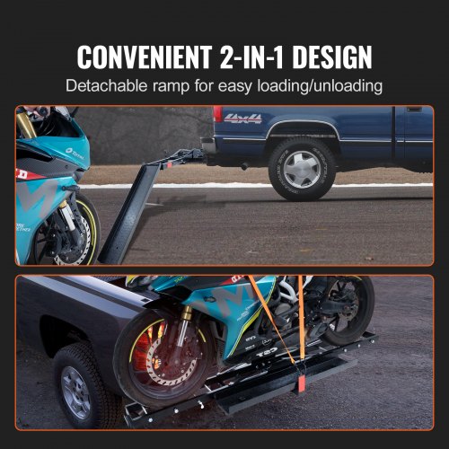 Motorcycle Carrier 600 LBS Steel Motorcycle Carrier Hitch Mount with Loading