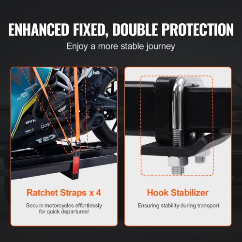 Motorcycle Carrier 600 LBS Steel Motorcycle Carrier Hitch Mount with Loading
