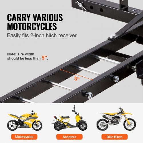 Motorcycle Carrier 600 LBS Steel Motorcycle Carrier Hitch Mount with Loading