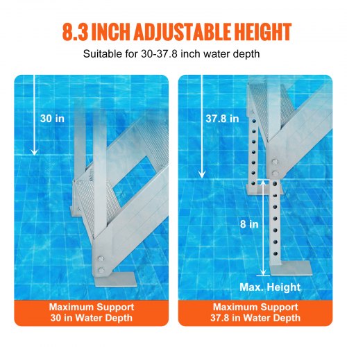 Dock Ladder 4 Step Dock Stairs 3038 Adjustable Height 500 lbs Load