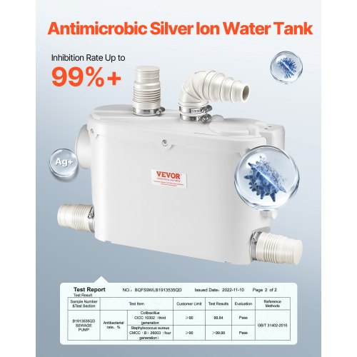 Macerator Pump 500W 29 GPM Flow 26 ft8 m Head Macerator WallHung