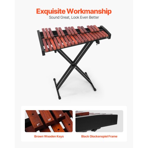 Glockenspiel Xylophone 32 Notes Wooden Professional Xylophone Percussion