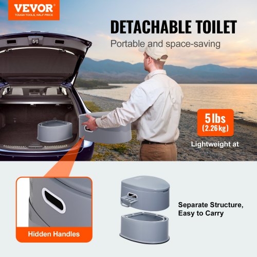 Portable Toilet for Camping Porta Potty with 1.3 Gal Detachable Inner
