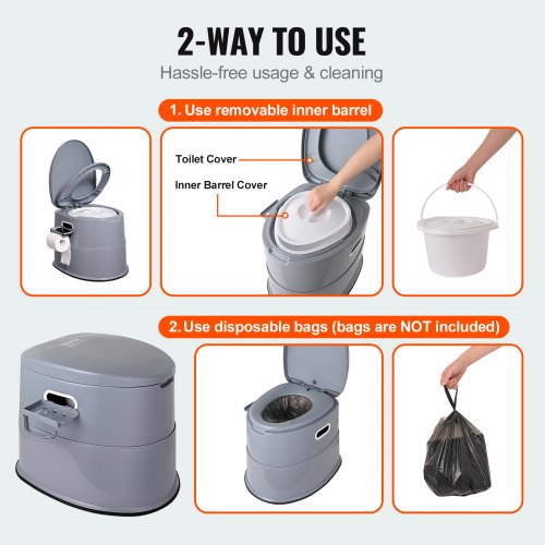 Portable Toilet for Camping Porta Potty with 1.3 Gal Detachable Inner