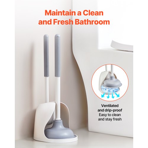Toilet Brush and Plunger Set 2in1 Toilet Bowl Brush Plunger Combo