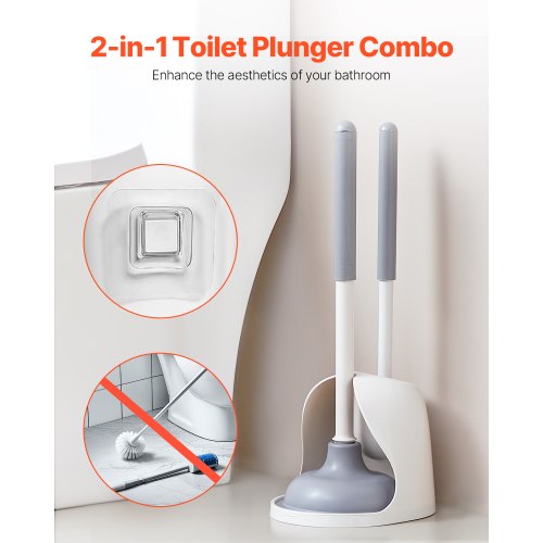 Toilet Brush and Plunger Set 2in1 Toilet Bowl Brush Plunger Combo