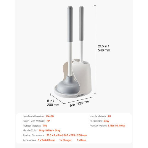 Toilet Brush and Plunger Set 2in1 Toilet Bowl Brush Plunger Combo