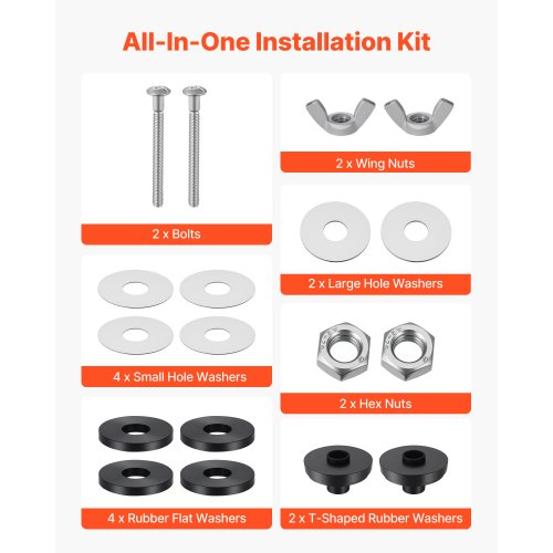 Universal Toilet Tank to Bowl Bolts Kit 2PCS Metal Heavy Duty Toilet Tank