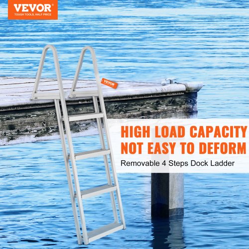 Dock Ladder Removable 4 Steps 350 lbs Load Capacity Aluminum Alloy