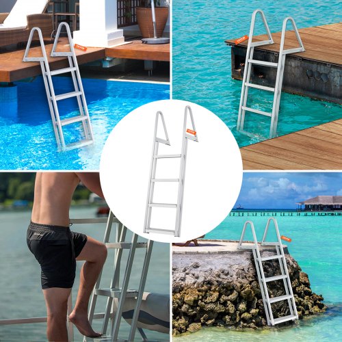 Dock Ladder Removable 4 Steps 350 lbs Load Capacity Aluminum Alloy