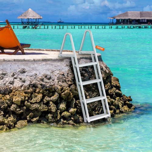 Dock Ladder Removable 4 Steps 350 lbs Load Capacity Aluminum Alloy