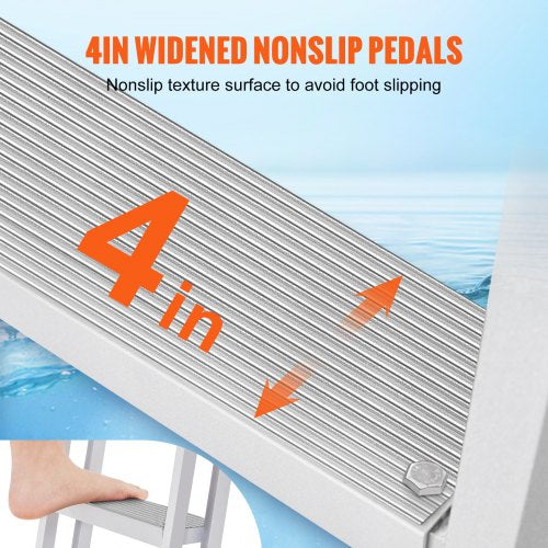Removable Dock Ladder 5 Steps 350 lbs Load Capacity Pontoon Boat Ladder