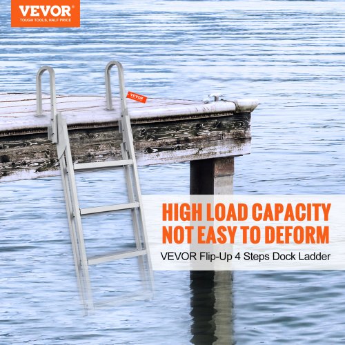 Dock Ladder Flip Up 4 Steps 350lbs Load Capacity Aluminum Pontoon Boat