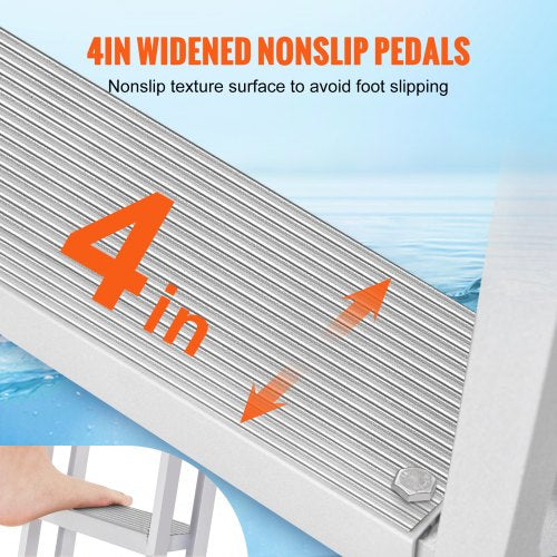 Dock Ladder Flip Up 4 Steps 350lbs Load Capacity Aluminum Pontoon Boat
