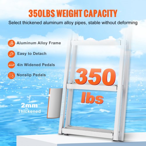 Dock Ladder Flip Up 5 Steps 350lbs Load Capacity Aluminum Pontoon Boat